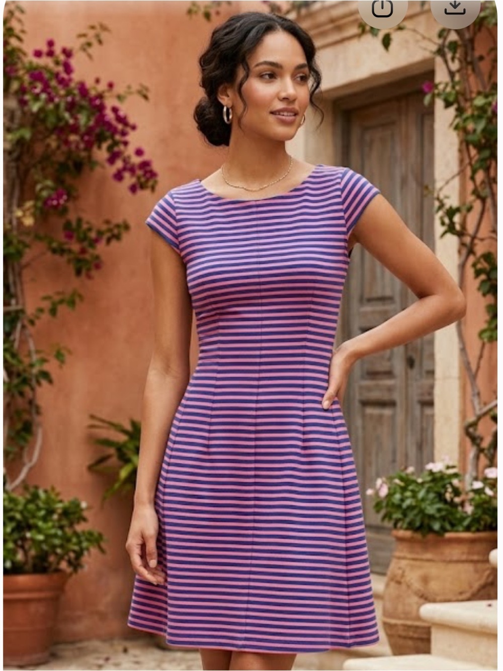 Lilly Pulitzer Coral Pink and Royal Blue Striped Dress